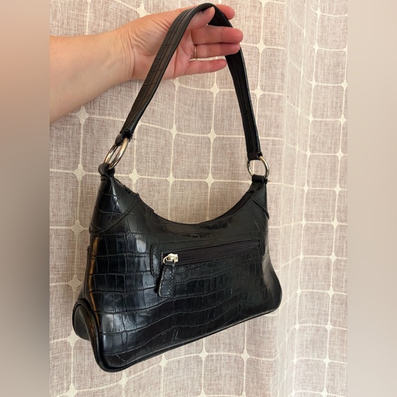 Vintage Liz Claiborne Villager Black Croc Embossed Baguette Bag - Picture 5 of 8